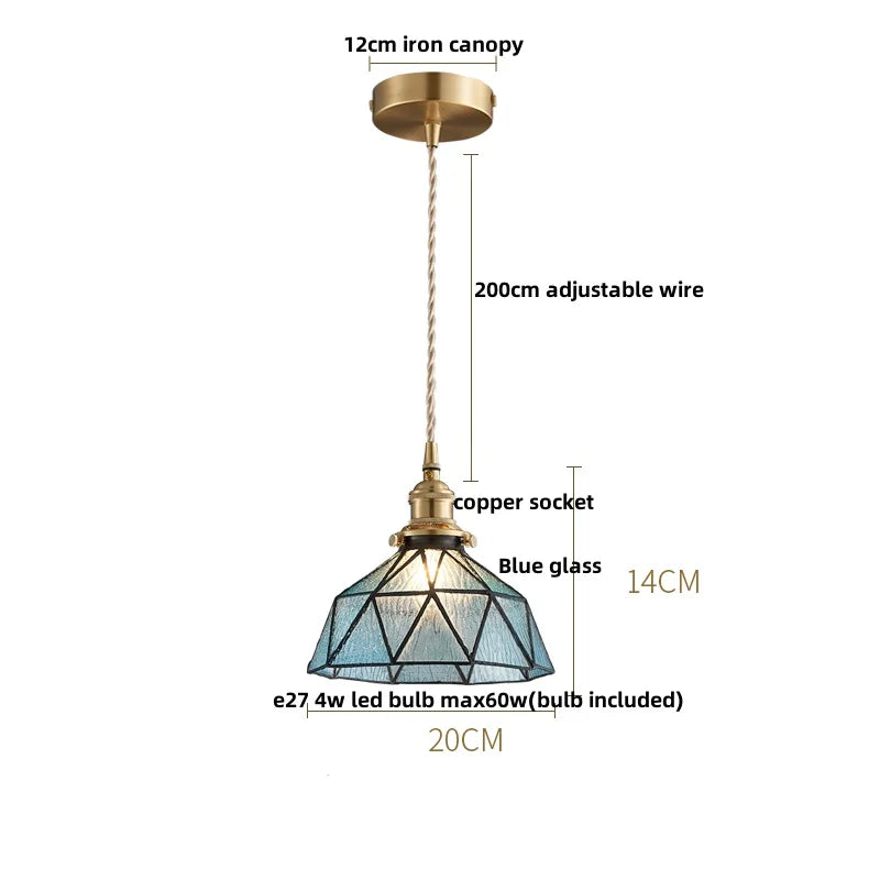 Afralia™ Blue Glass LED Pendant Light - Nordic Modern Hang Lamp