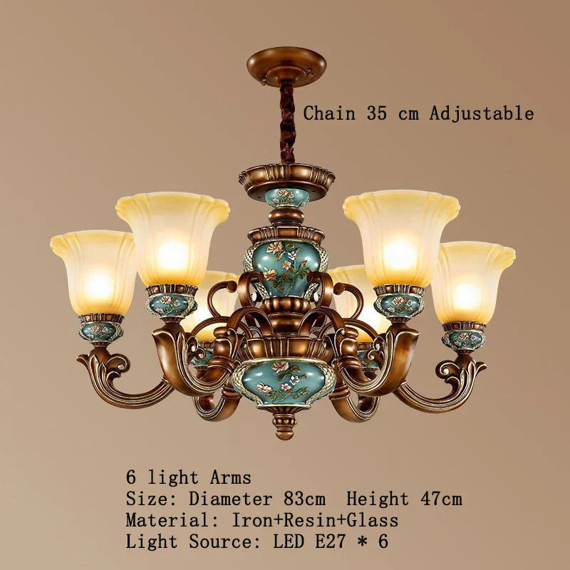 Classical Resin Chandelier for Luxurious Living Room, Dining Room, and Bedroom Lighting