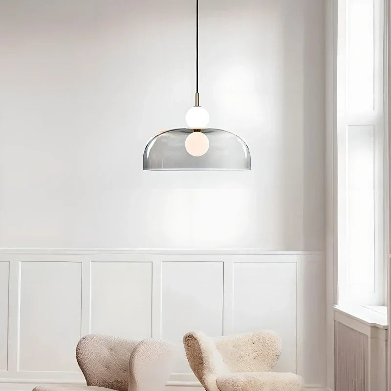 Double Balls Glass Chandelier Pendant Light for Kitchen Dining Room