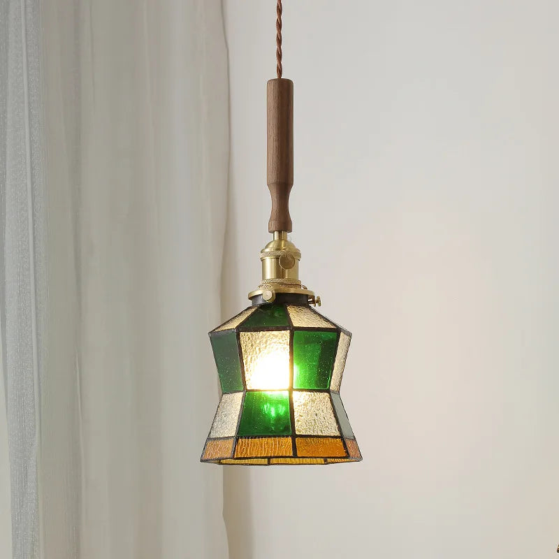 Nordic LED Pendant Lamp Walnut Copper Glass Hanging Lights Fixtures