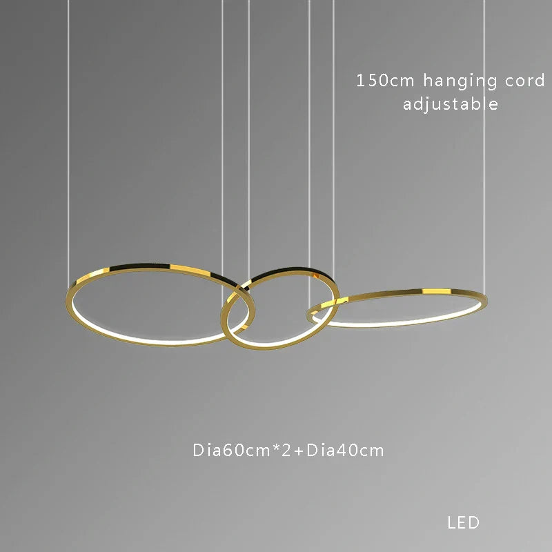 Modern Minimalist Round Dining Table with Gold Chandeliers