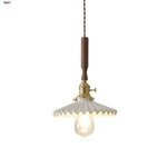 Ceramic Walnut Wood LED Pendant Light Fixture for Dining Room and Home Decor