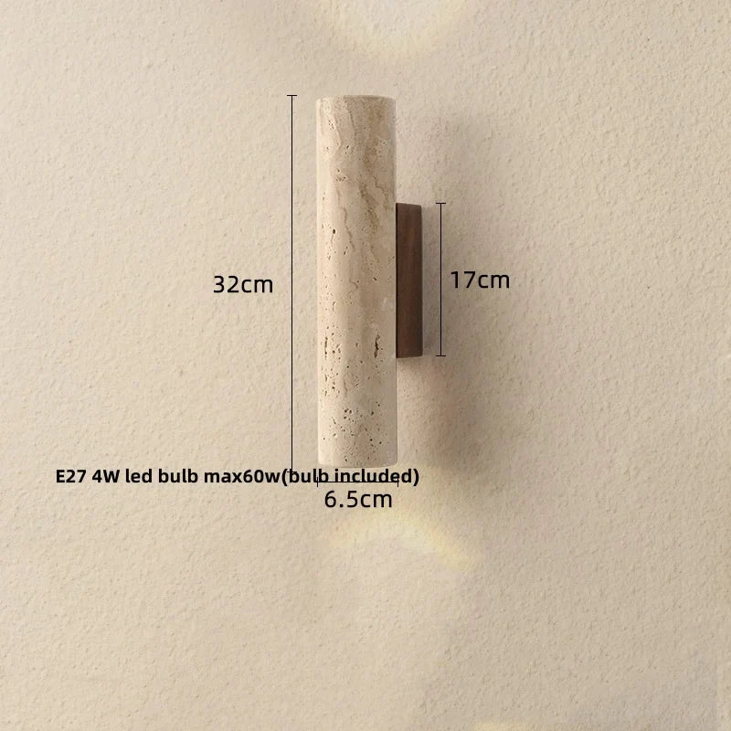 LED Wall Sconce Modern Nordic Wood Canopy Terrazzo Bathroom Mirror Light