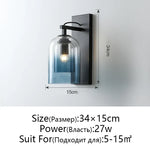 Nordic Double Glass Wall Lamp: Modern LED E27 Bedside Reading Wall Lamp