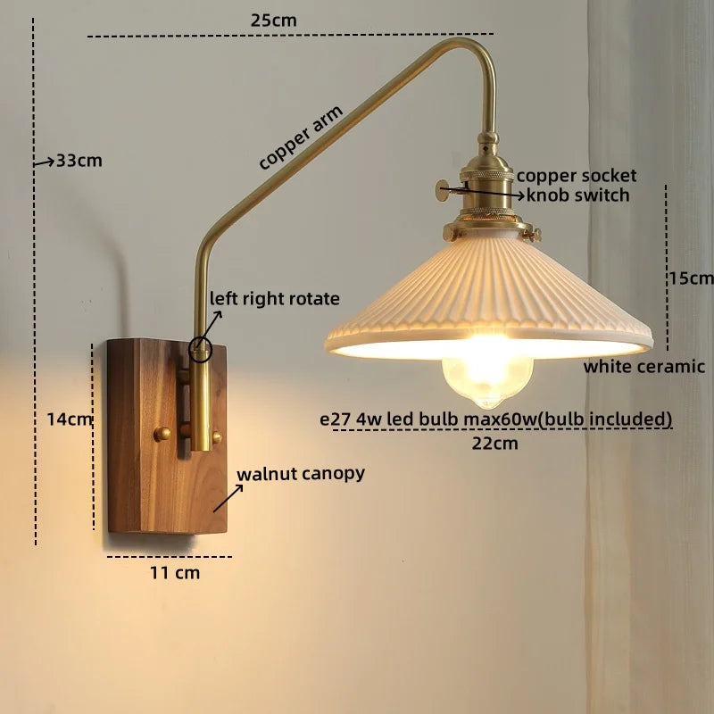 Copper Ceramic LED Wall Lamps Modern Style for Bedroom Living Room Bar