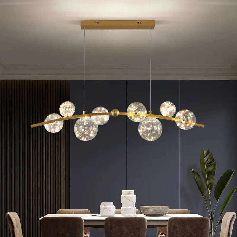Modern Dimmable Metal Pendant Lights with Glass Globe for Dining Room & Bar