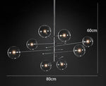 Black Gold Glass LED Chandelier for Living Room Bedroom Restaurant