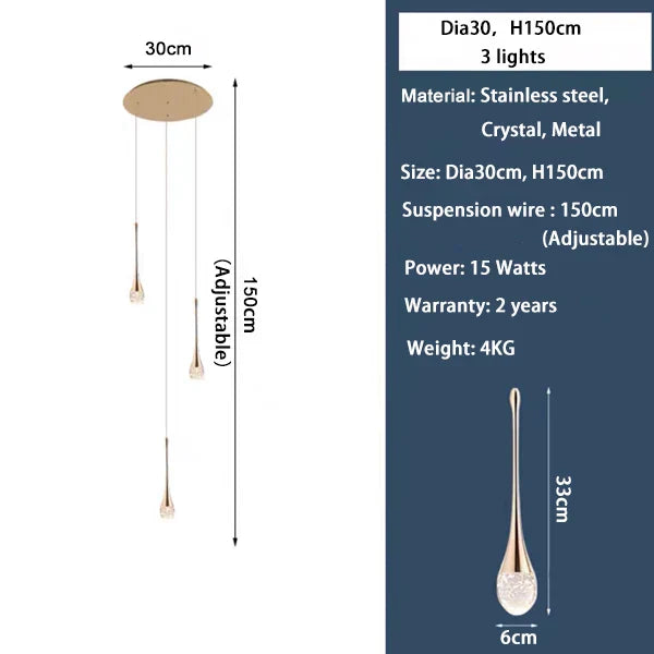 LED Crystal Chandelier: Modern Living Room Gold/Silver/Black Ceiling Light