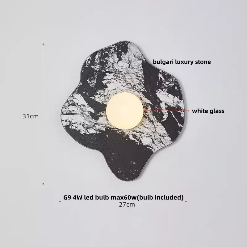 Stone LED Wall Light Fixture Modern Luxury White Glass Wall Lamp