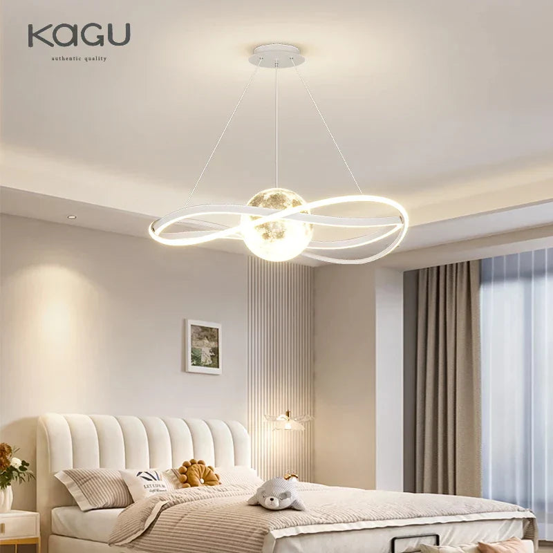 Moon LED Chandelier: Minimalist Modern Design for Living, Dining, or Bedroom Lighting