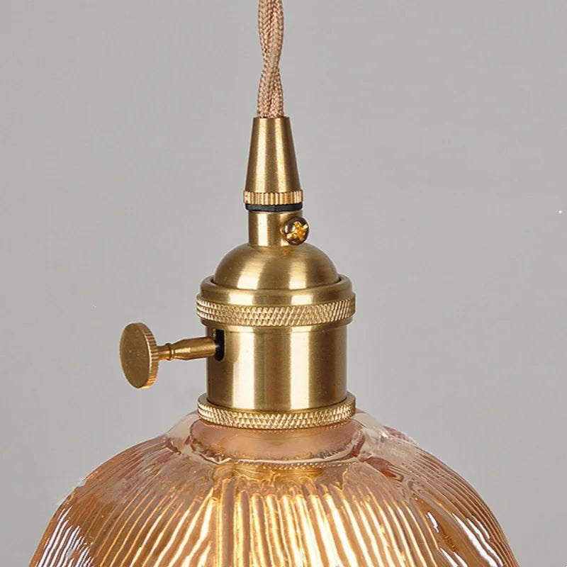 Afralia™ Amber Glass LED Pendant Light - Modern Copper Hanging Fixture