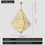 Square Pyramid Crystal Chandelier for Living Room & Hotel Lobby