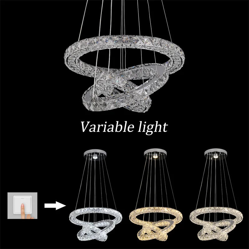 Crystal LED Chandelier Pendant Light for Modern Luxury Living Dining Room Décor
