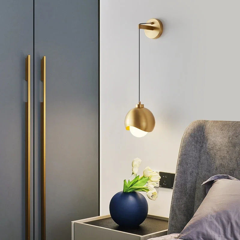 Copper Strip Wall Lamp Modern Nordic Style for Bedroom and Restaurant