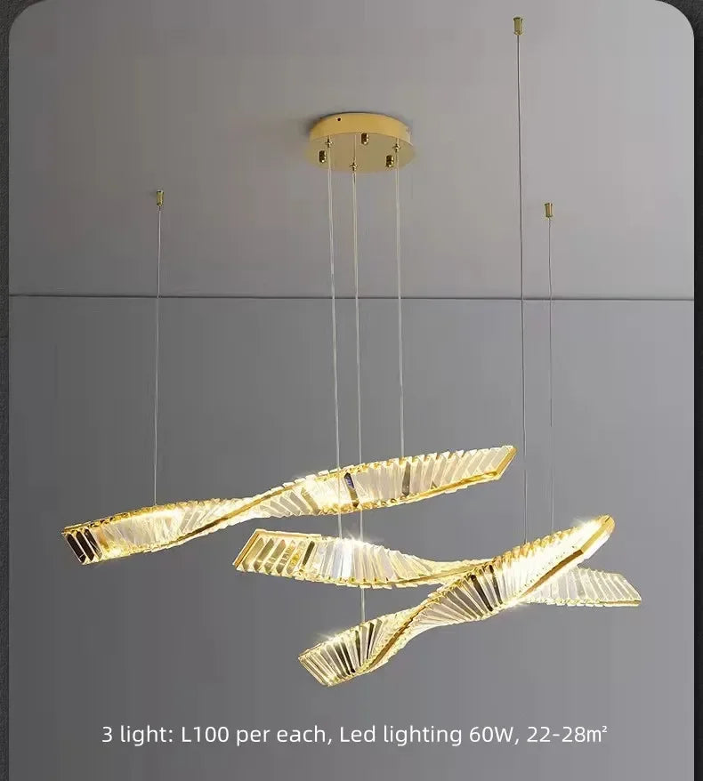 Gold Steel LED Pendant Lights - Luxury Dimmable Suspend Lamp
