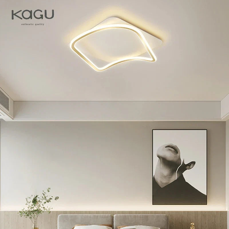 Golden LED Ceiling Chandelier: Modern Simplicity for Living, Dining, and Bedrooms