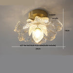 White Glass LED Ceiling Light Fixture with Wood Copper Canopy