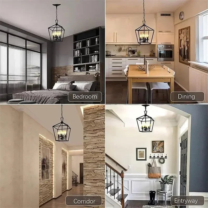 Metal Frame Chandelier Pendant Lights Minimalism Indoor LED Lighting