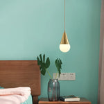 Nordic Copper Glass LED Pendant Light for Bedroom Living Room Corridor