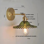 Vintage Green Glass LED Wall Light with Pull Chain Switch