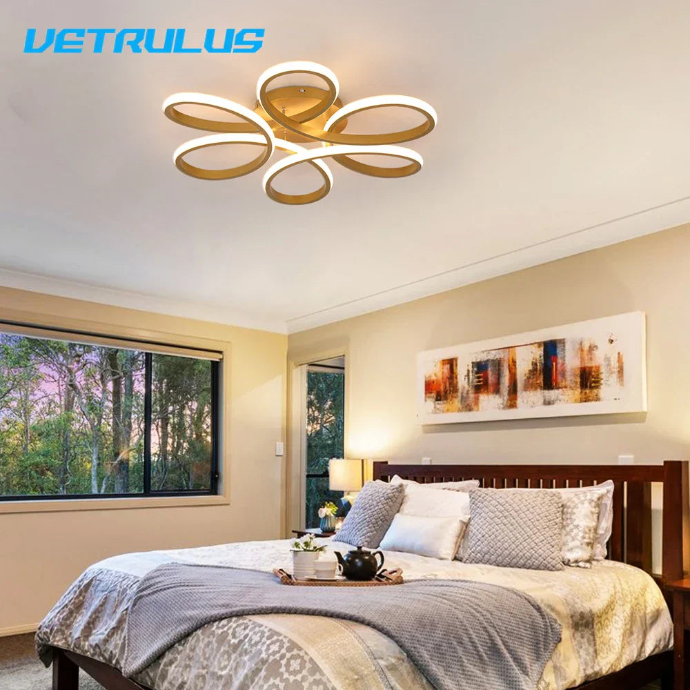 Gold Flower Acrylic Pendant Chandelier - Modern LED Ceiling Light