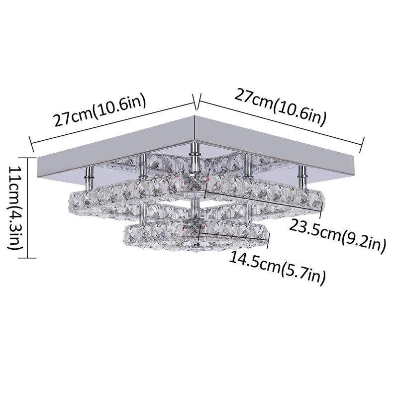 LED Crystal Chandelier Mirror Rings Ceiling Light for Home Décor