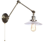 Vintage Clear Glass LED Wall Lamp, Industrial Pull Chain Switch, Adjustable Light Fixtures