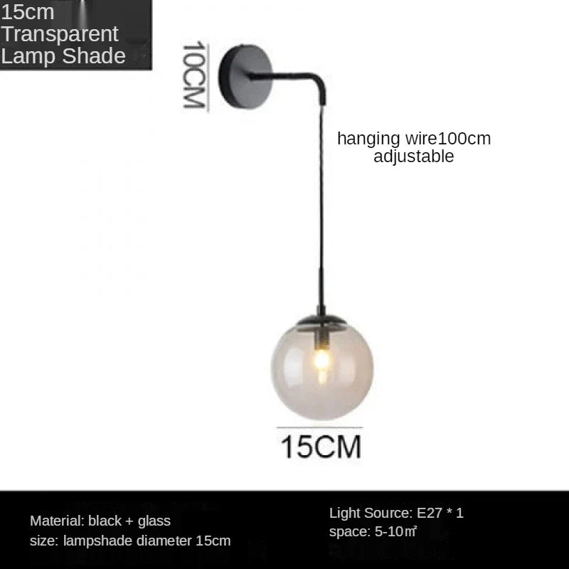 Nordic Brass Glass Wall Sconce: Elegant Living Room Bedside Lighting