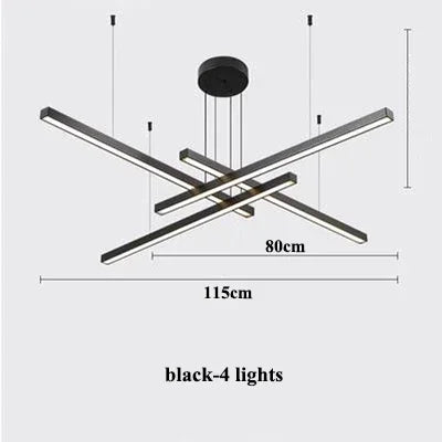 Modern Gold Black Led Pendant Lights, Dimmable, L80cm, Aluminium, Dining Room Hanging Lamp
