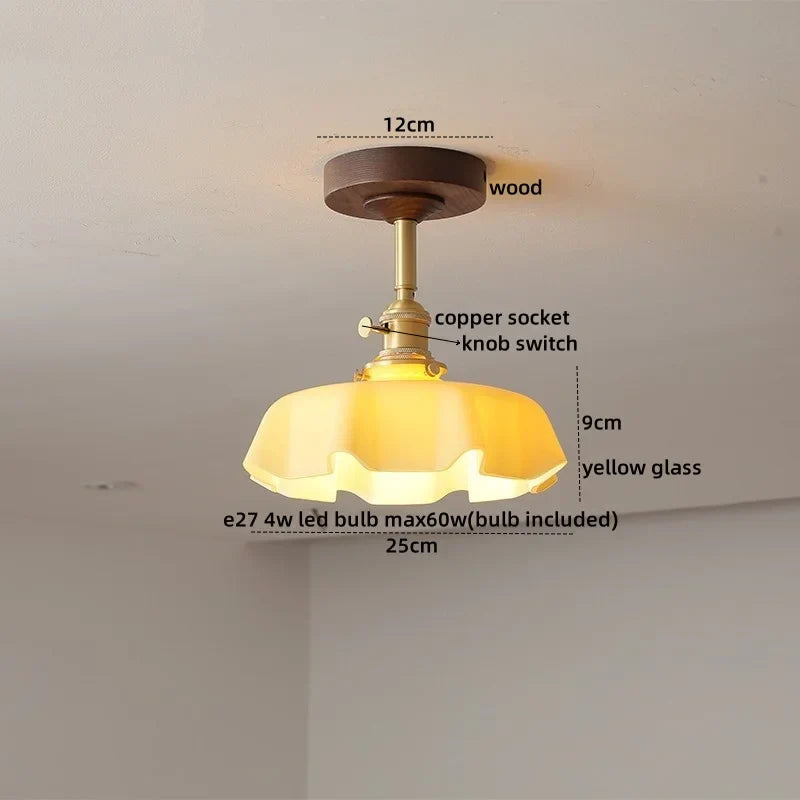 Yellow Glass LED Ceiling Lamp - Modern Nordic Style Lighting Fixtures