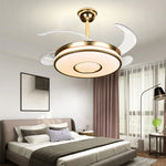 Invisible Gold Ceiling Fan with LED Light and Retractable Blades