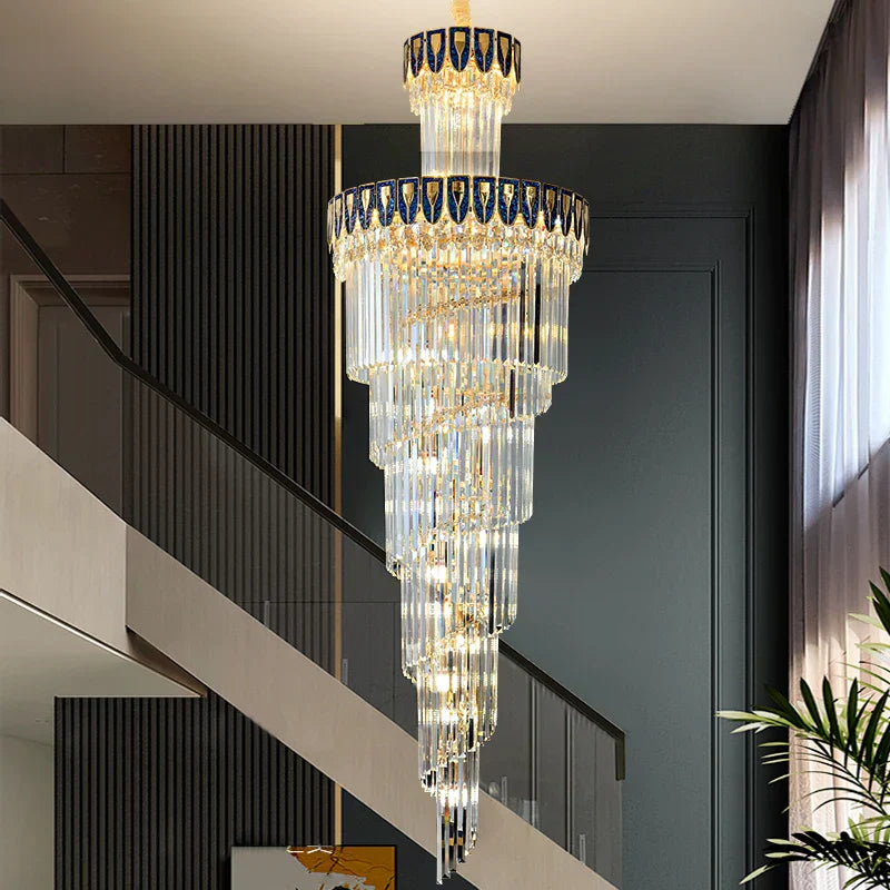 Crystal Chandelier: Elegant Villa Living Room Lighting