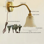 Afralia™ Glass LED Wall Light Fixture Bedroom Stair Living Room Bedside Lamp Vintage Copper