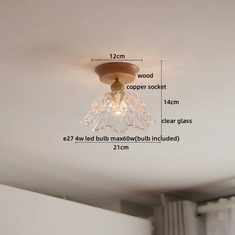 Wood Glass LED Ceiling Lamp Modern Plafondlamp for Home Restaurant Living Room