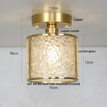 Copper Canopy LED Ceiling Light Glass Crystal Nordic Modern Decor for Home