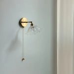Glass Bedside Sconce: Modern Nordic LED Wall Light with Pull Chain Switch