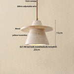 Yellow Travertine Wood LED Pendant Lamp - Nordic Modern Living Dining Room Light