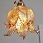 Afralia™ Amber Glass LED Pendant Light - Modern Copper Hanging Fixture
