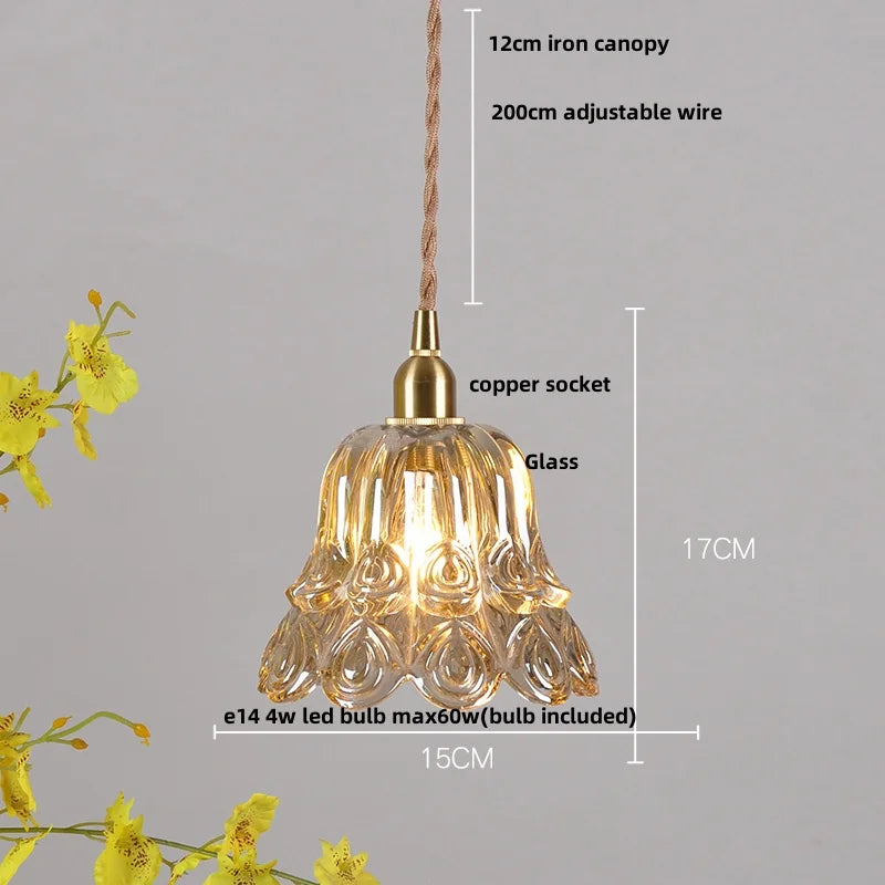 Glass Pendant Lamp Copper Socket Nordic Modern LED Hanging Light