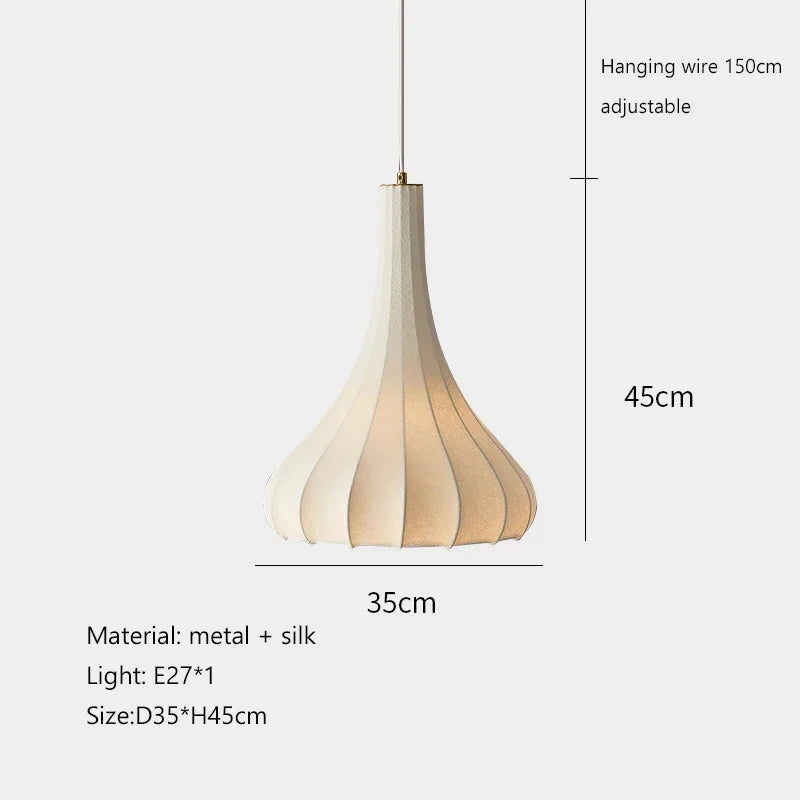 Silk Pendant Lights: Nordic Minimalist LED Chandelier for Dining Room, Bedroom, Bar