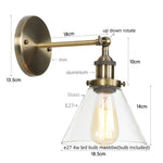 Vintage Industrial LED Wall Sconce Clear Glass Bathroom Lamp