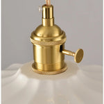 White Ceramic LED Pendant Lamp with Copper Switch - Flower Hanging Light