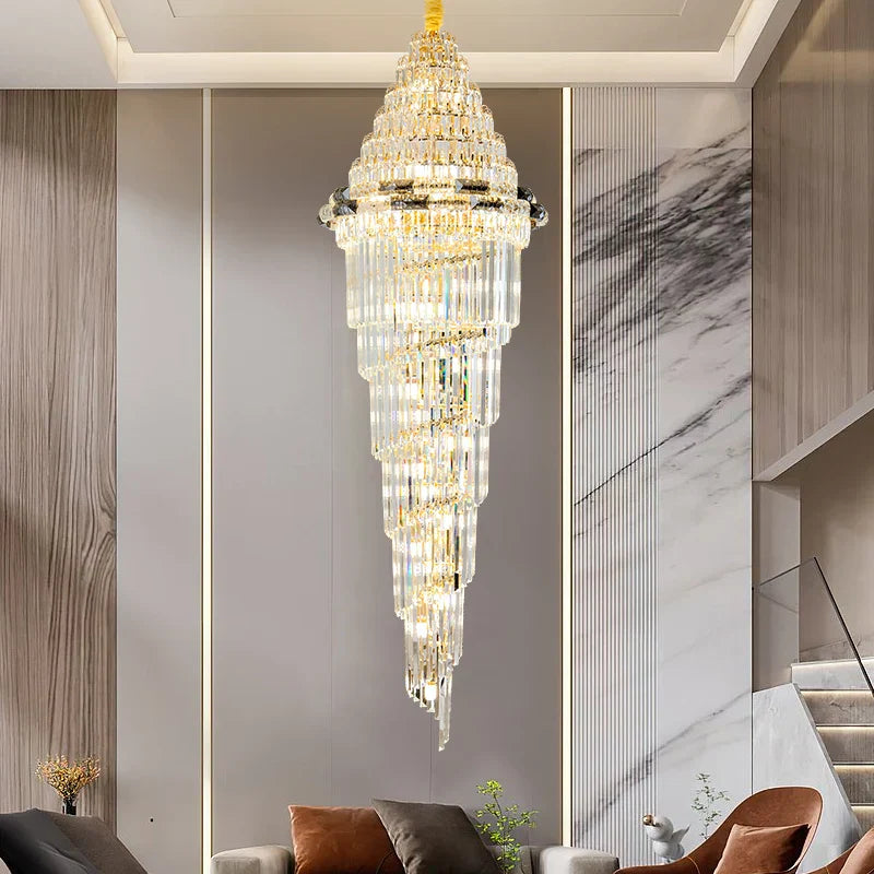 Modern Crystal Duplex Villa Chandelier for Luxury Living Room