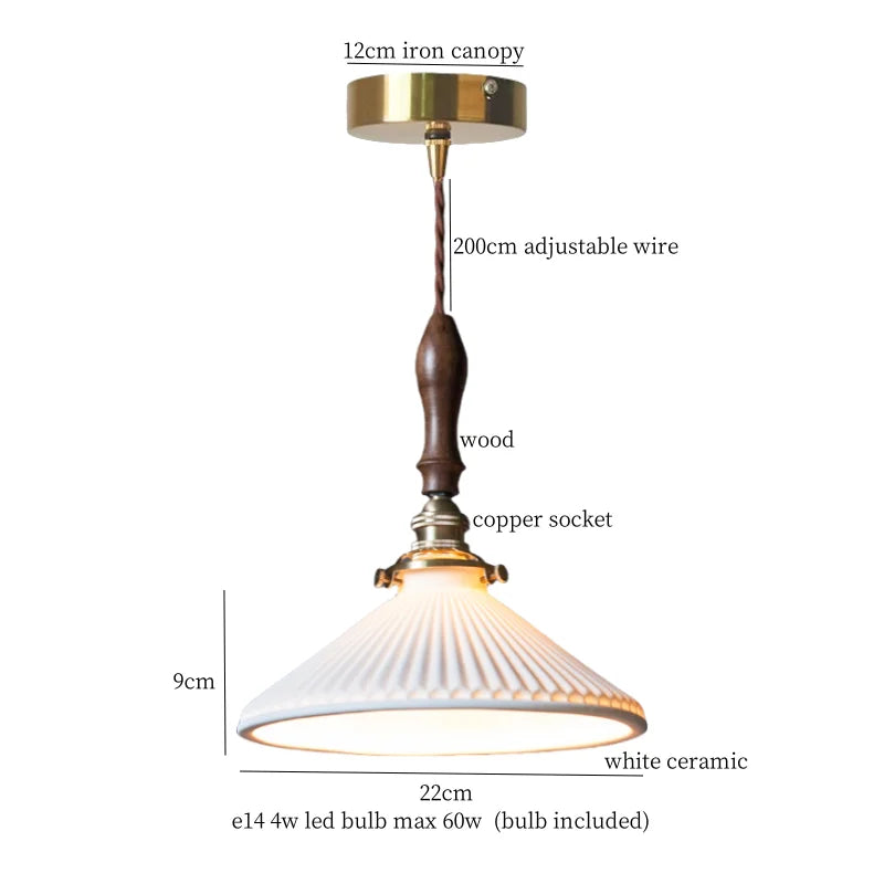 Ceramic LED Pendant Light: Modern Brass Hanging Lamp for Home Decor