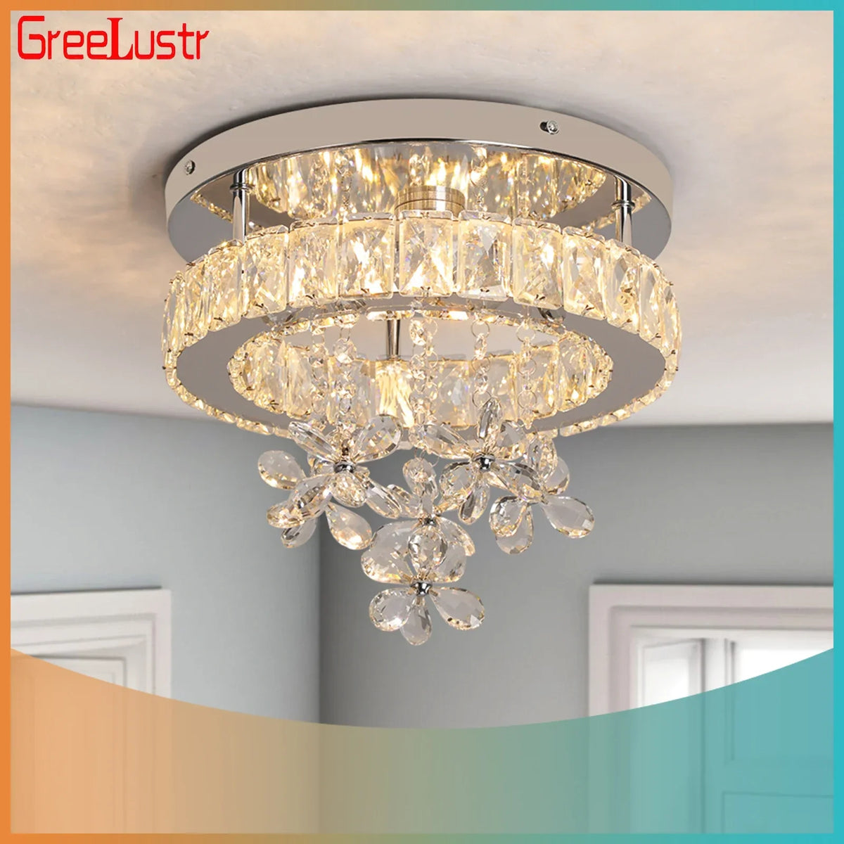 Crystal LED Ceiling Chandelier for Luxury Living Room Decor
