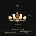 Luxury Copper Marble Chandelier for Living Room in New Chinese Style