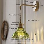 Amber Glass LED Wall Sconce, Brass Finish, Adjustable Wire, Modern Nordic Style