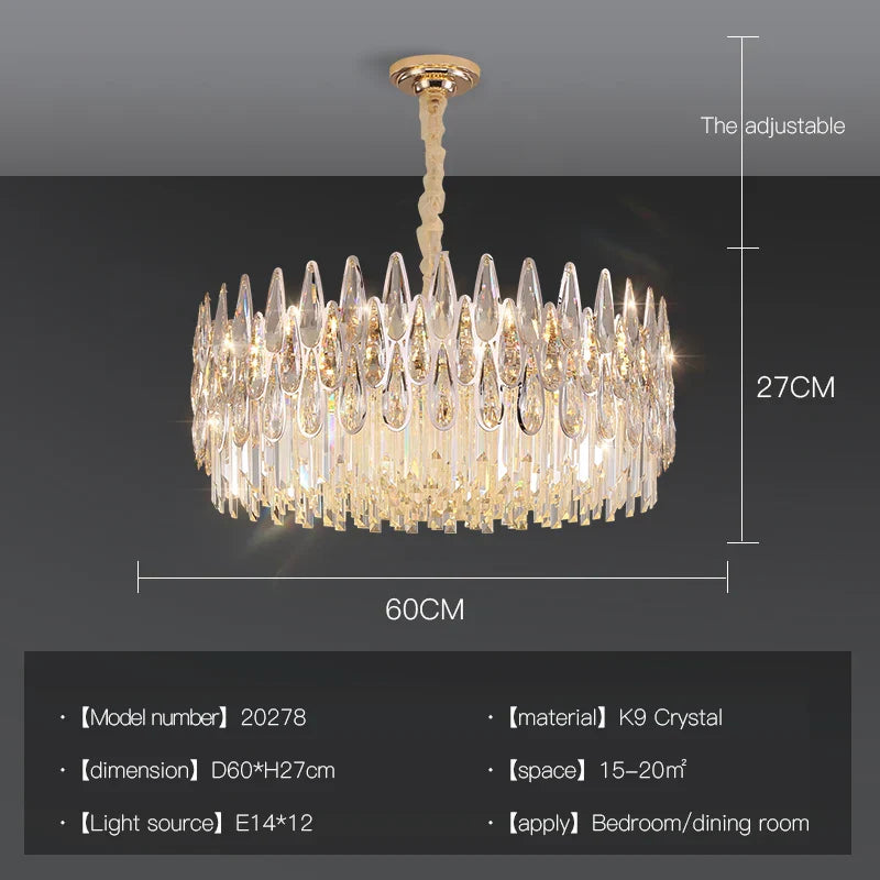 Crystal LED Chandelier | Long Stairway Villa Light | Modern Luxury Post Lamp