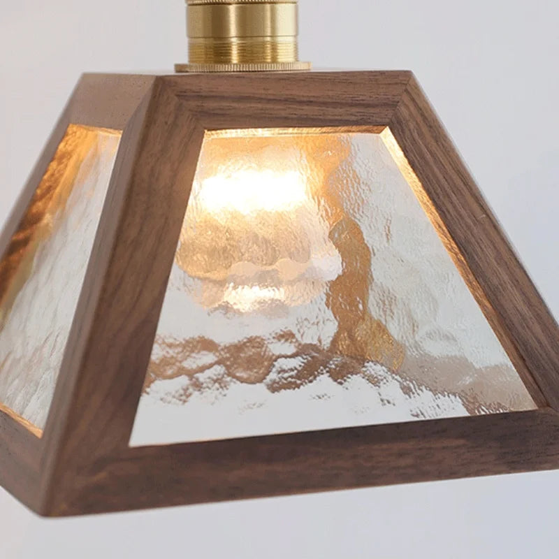 LED Glass & Wood Pendant Light for Aisle, Coffee Living Room - Japanese Style