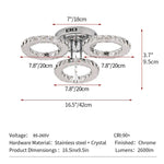 Crystal LED Rings Ceiling Chandelier Dimmable Luminaire